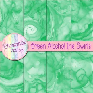 Free green alcohol ink swirls digital papers