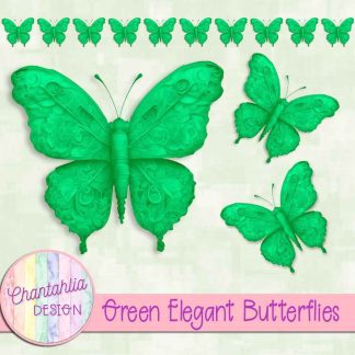 Free green elegant butterflies