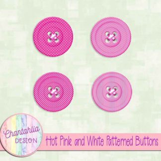 Free hot pink and white patterned buttons