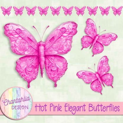 Free hot pink elegant butterflies