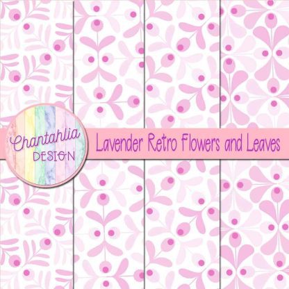 Free lavender retro flowers and leaves digital papers