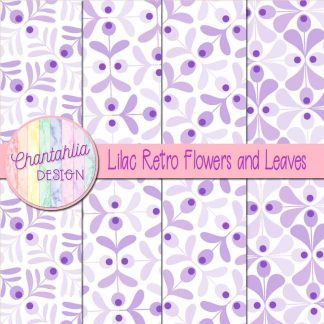 Free lilac retro flowers and leaves digital papers
