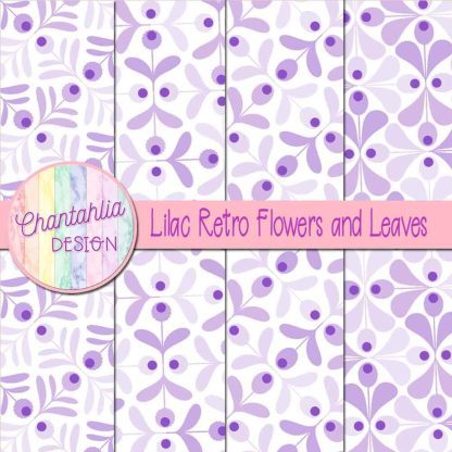 Free lilac retro flowers and leaves digital papers