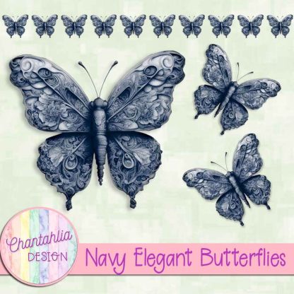 Free navy elegant butterflies