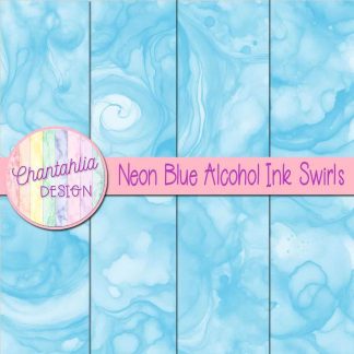 Free neon blue alcohol ink swirls digital papers