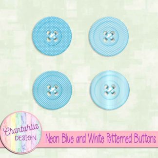 Free neon blue and white patterned buttons