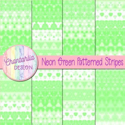 Free neon green decorative patterned stripes digital papers