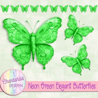 Free neon green elegant butterflies