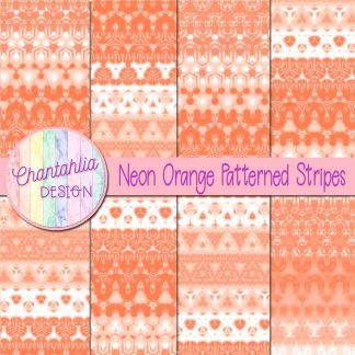 Free neon orange decorative patterned stripes digital papers