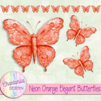 Free neon orange elegant butterflies
