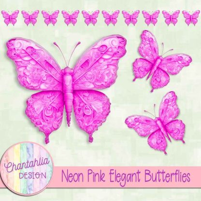 Free neon pink elegant butterflies