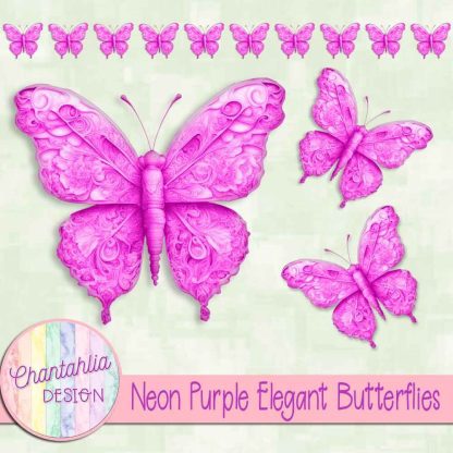 Free neon purple elegant butterflies