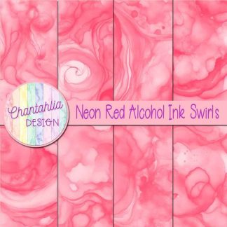 Free neon red alcohol ink swirls digital papers