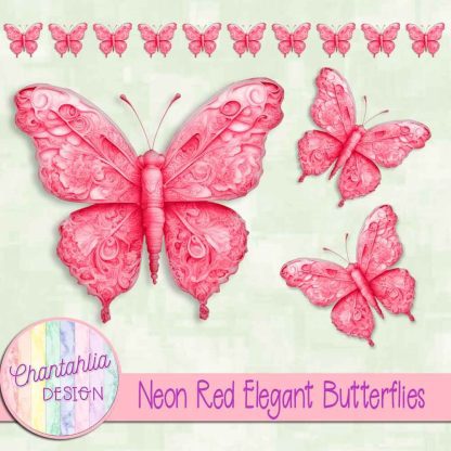 Free neon red elegant butterflies