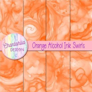 Free orange alcohol ink swirls digital papers