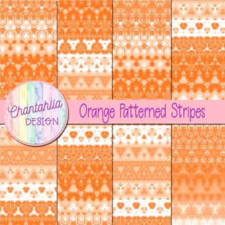 Free orange decorative patterned stripes digital papers
