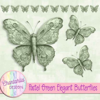 Free pastel green elegant butterflies