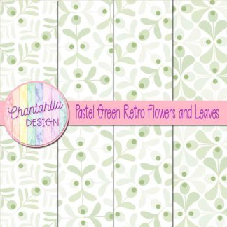 Free pastel green retro flowers and leaves digital papers