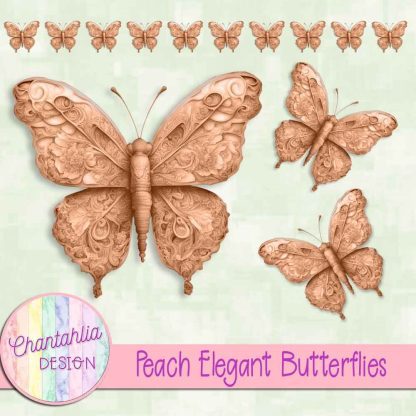 Free peach elegant butterflies