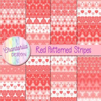 Free red decorative patterned stripes digital papers