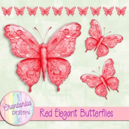 Free red elegant butterflies