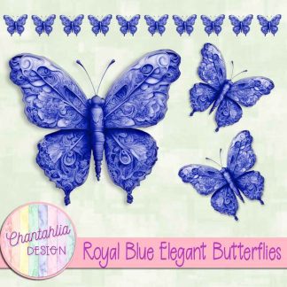 Free royal blue elegant butterflies