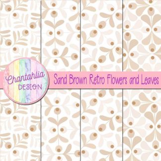 Free sand brown retro flowers and leaves digital papers