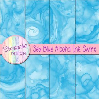 Free sea blue alcohol ink swirls digital papers