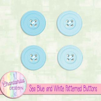 Free sea blue and white patterned buttons