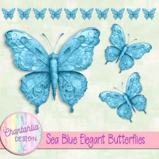 Free sea blue elegant butterflies