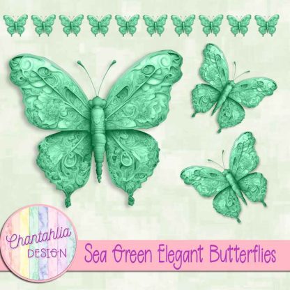 Free sea green elegant butterflies