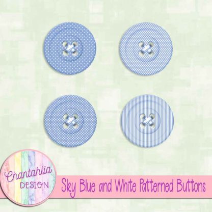 Free sky blue and white patterned buttons