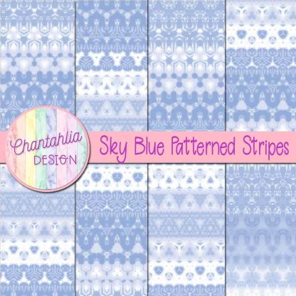 Free sky blue decorative patterned stripes digital papers