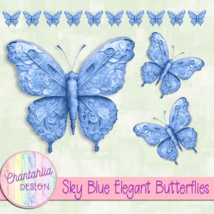 Free sky blue elegant butterflies