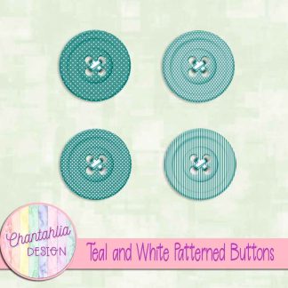Free teal and white patterned buttons