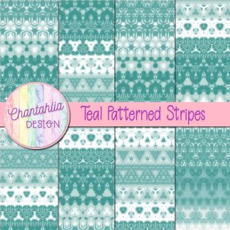 Free teal decorative patterned stripes digital papers