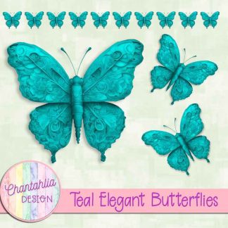 Free teal elegant butterflies