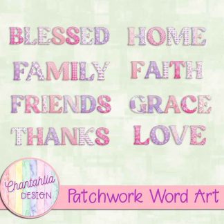Free word art in a Patchwork them