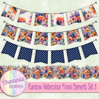 Free design elements in a Rainbow Watercolour Florals theme