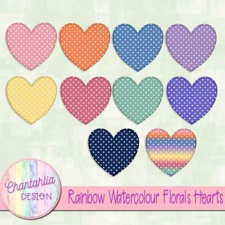 Free hearts in a Rainbow Watercolour Florals theme