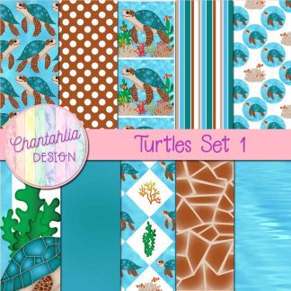 Free digital papers in a Turtles theme