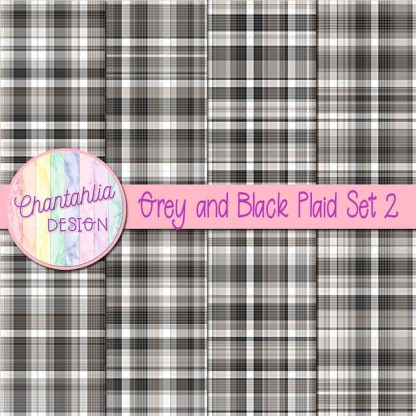 Free grey and black plaid digital papers set 2