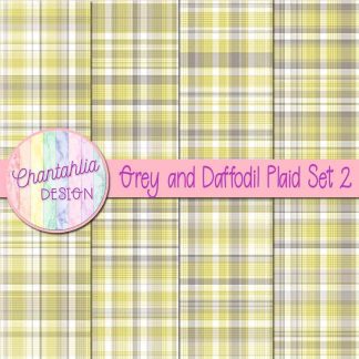 Free grey and daffodil plaid digital papers set 2
