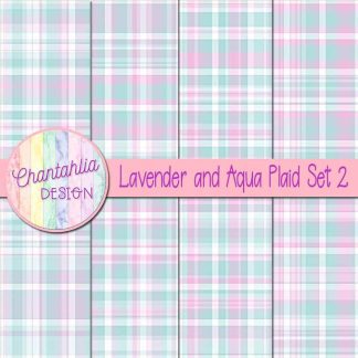 Free lavender and aqua plaid digital papers set 2