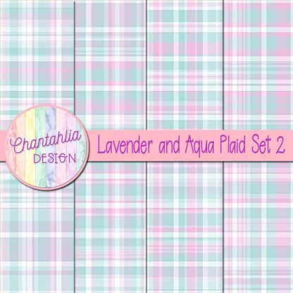 Free lavender and aqua plaid digital papers set 2