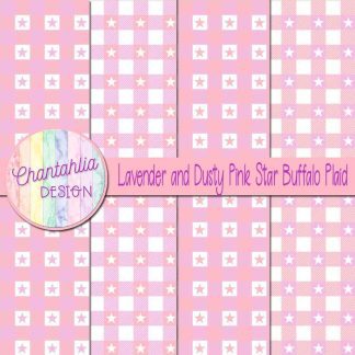 Free lavender and dusty pink star buffalo plaid digital papers