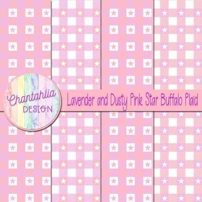 Free lavender and dusty pink star buffalo plaid digital papers