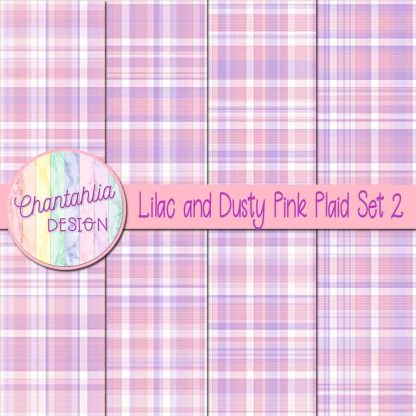 Free lilac and dusty pink plaid digital papers set 2
