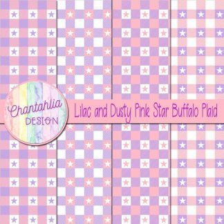 Free lilac and dusty pink star buffalo plaid digital papers