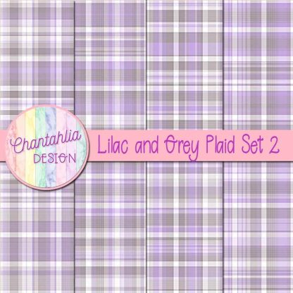 Free lilac and grey plaid digital papers set 2